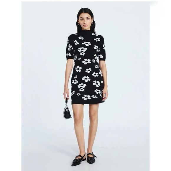 Scoop Dresses & Skirts - Scoop Jacquard Floral Sweater Mini Dress
